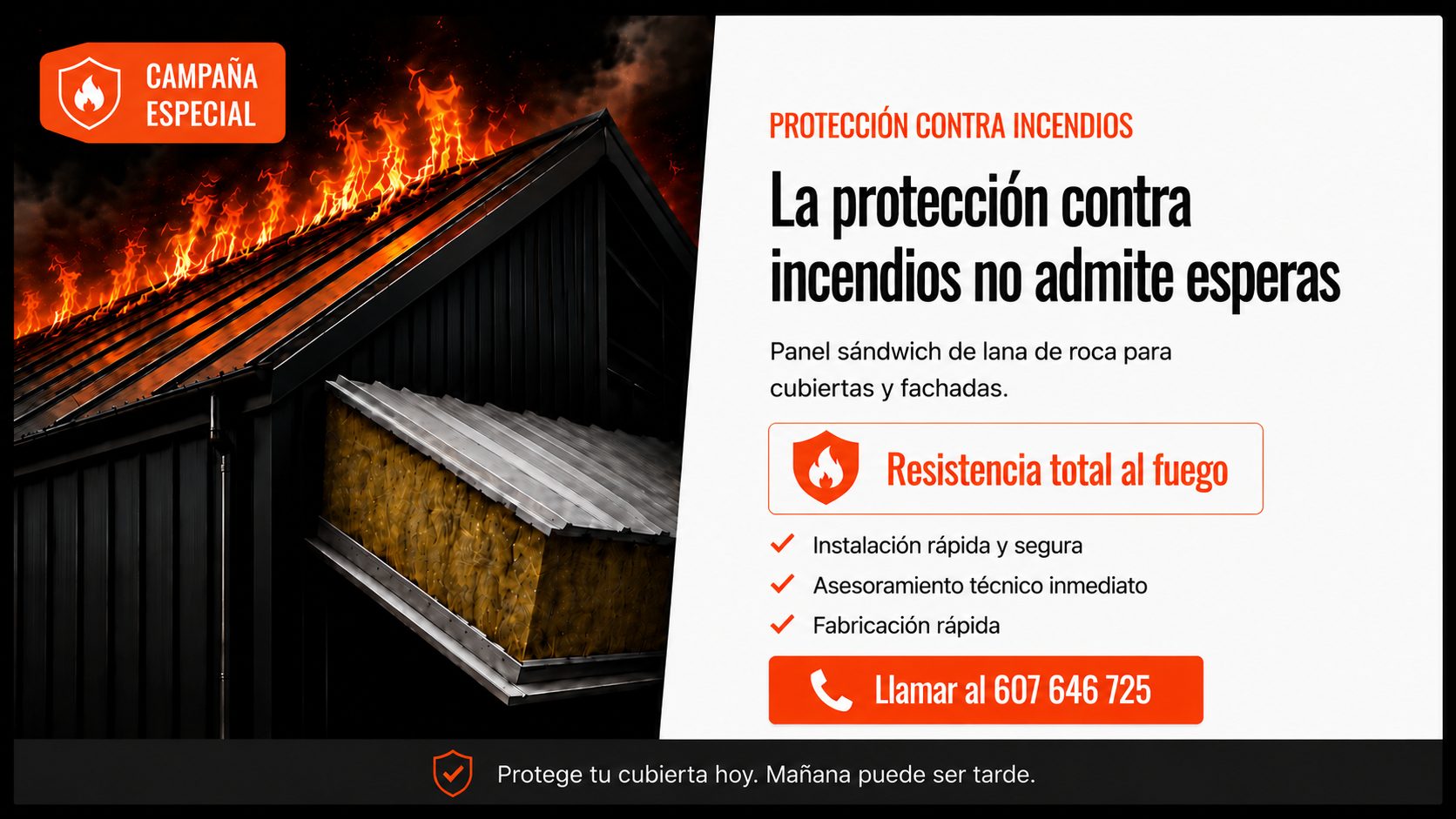 Banner pop up Lana de roca protección con incendios